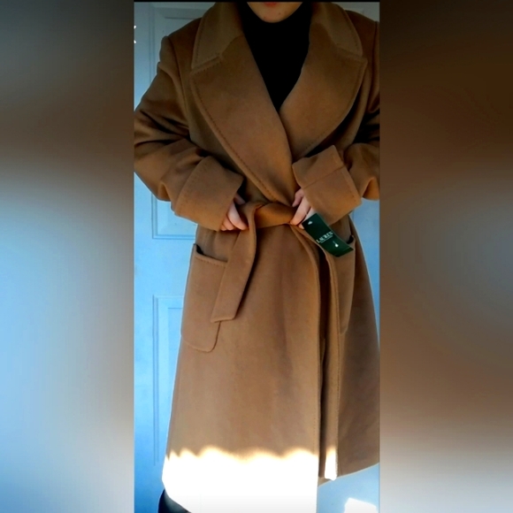 RALPH LAUREN 16 NEW CASHMERE WOOL BLEND TAN VICUNA COAT w BELT Womens winter - Picture 7 of 15